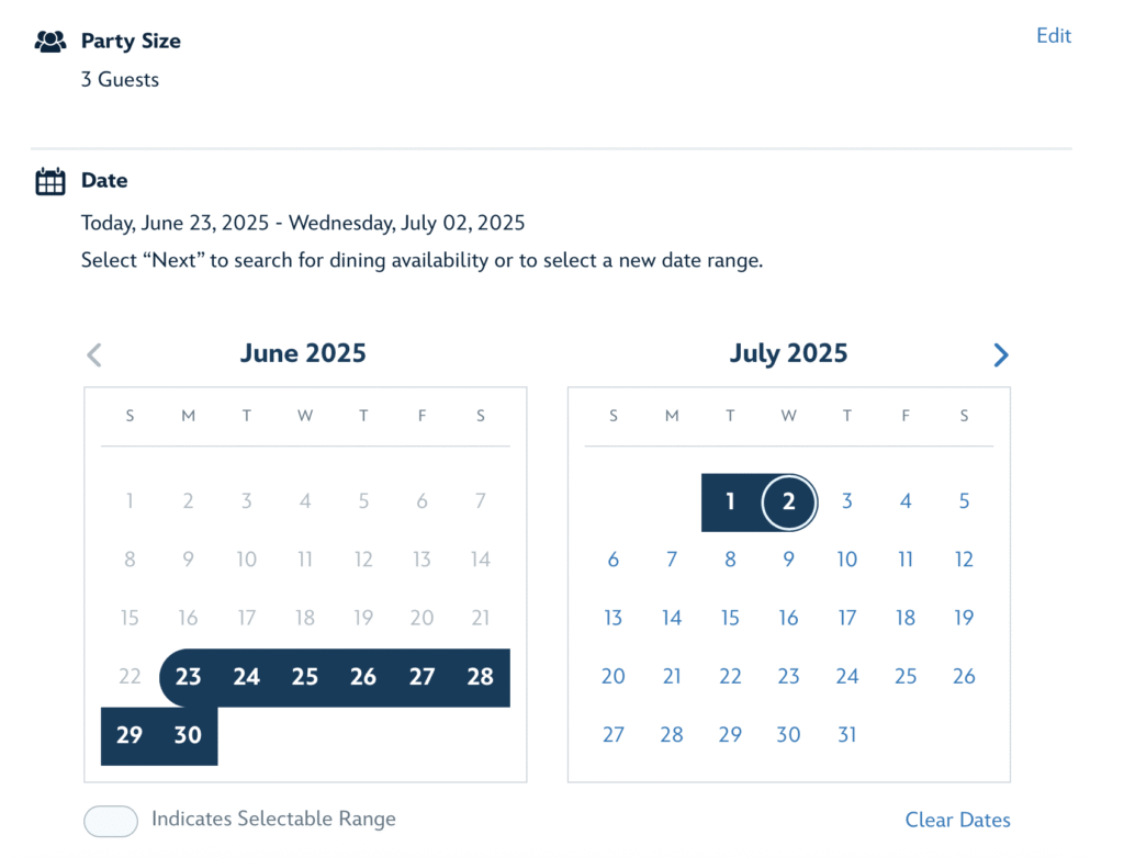 New - Walt Disney World Dining Reservation System